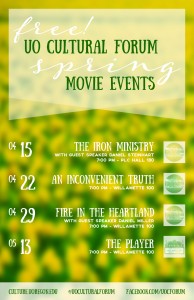 UO Cultural Forum Spring Movie Series Poster