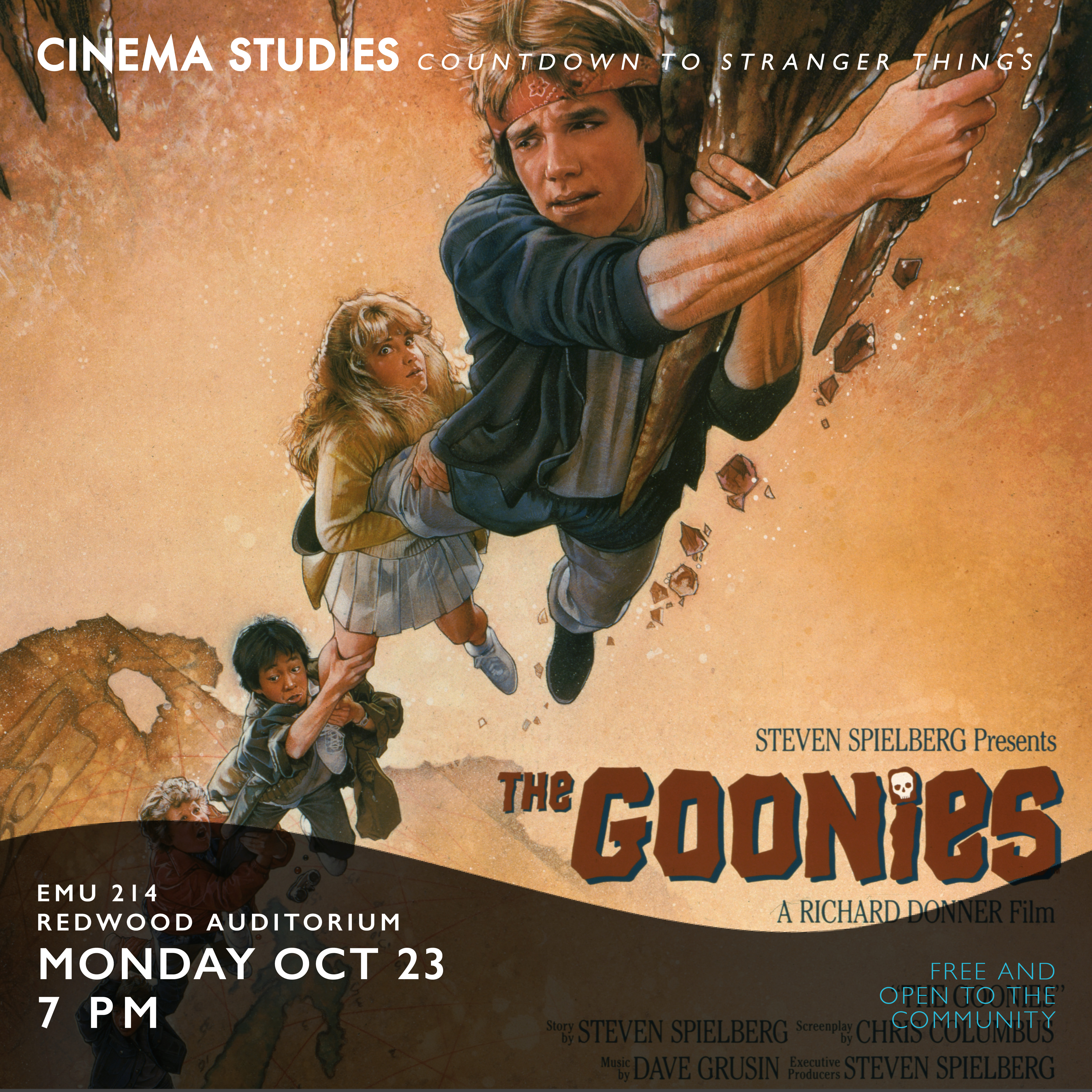 Poster for screening of "Goonies"