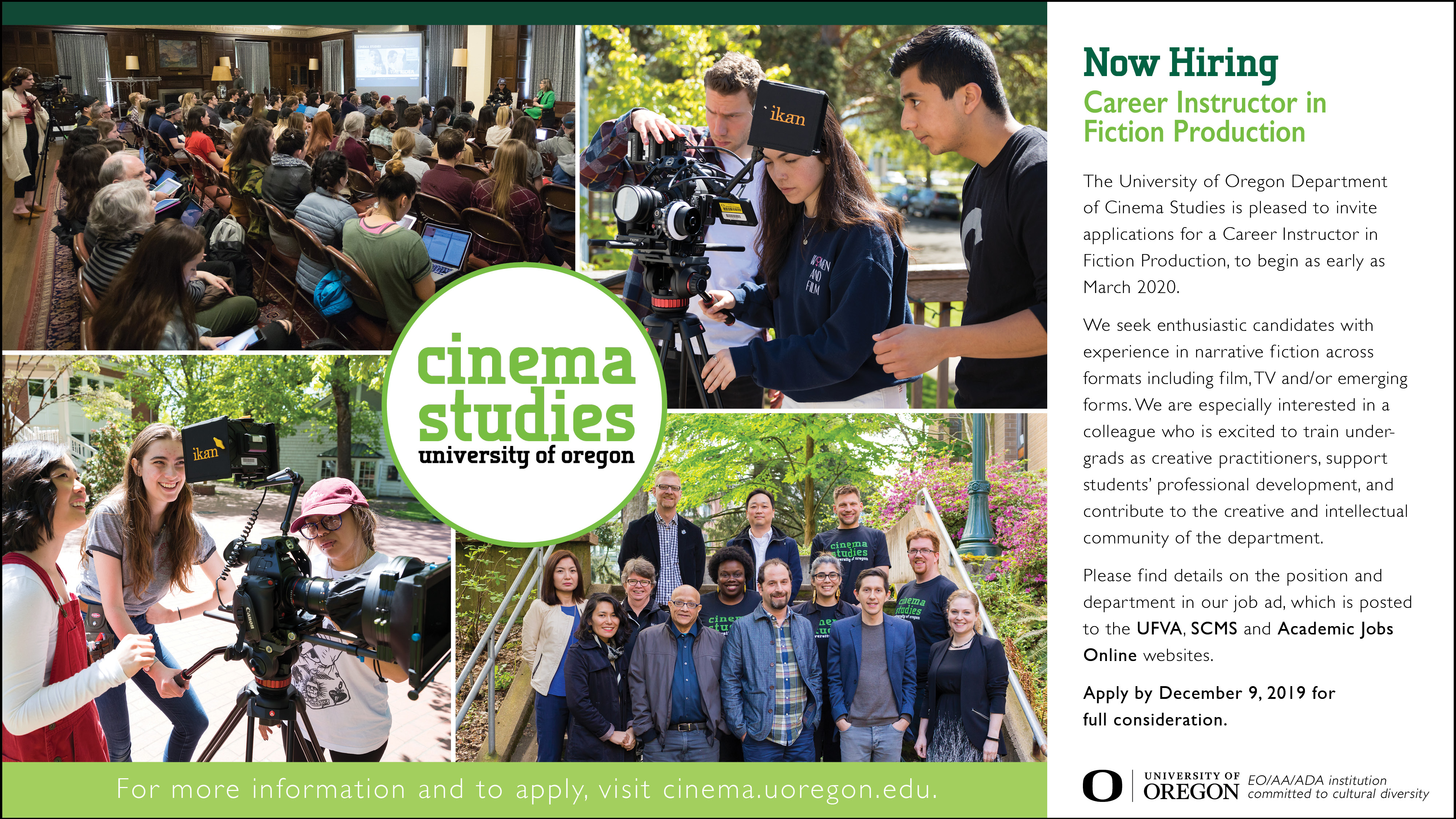 UO Cinema Studies Career Instructor in Fiction Production