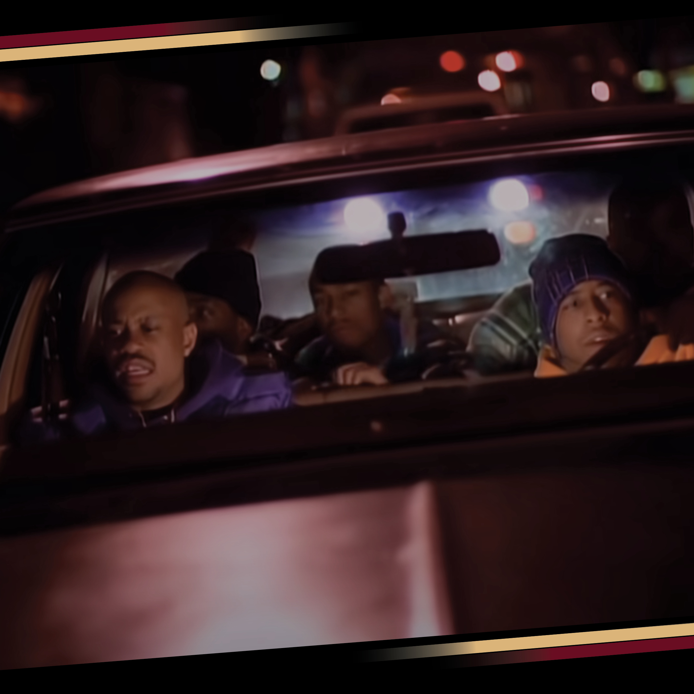 Photo of men in a car from a Gang Starr video