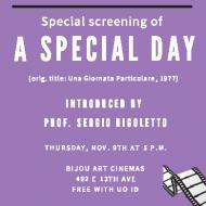 Poster for screening of A  SPECIAL DAY