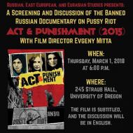 Poster for Screening of "Act and Punishment"