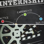 Image that says Internship. Another image of a film reel
